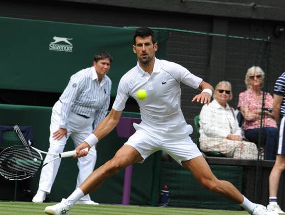 Tennis - 2022 Wimbledon Championships - Week One - Day Two (Wednesday) - All England Lawn Tennis Club, Wimbledon - Wednesday 29th June 2022 Novak Djokovic v Thanasi Kokkinakis Novak Djokovic of Serbia 
