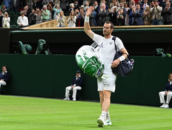 Tennis - 2022 Wimbledon Championships - Week One - Day Two (Wednesday) - All England Lawn Tennis Club, Wimbledon - Wednesday 29th June 2022 Andy Murray v John Isner Andy Murray of Great Britain waves to the crowd after defeat 