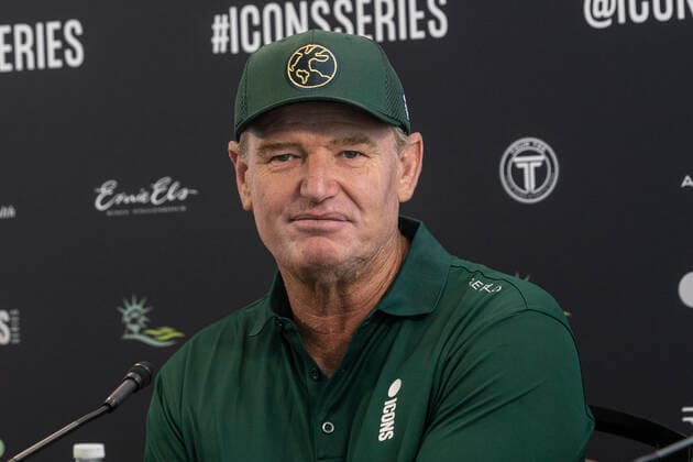 NY: Icons Series Inaugural Event & press conference, PK, Pressekonferenz Ernie Els attends Icons Series Inaugural Event & Press Conference at Liberty National Golf Club Jersey City New Jersey United States Copyright: LevxRadin