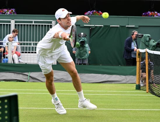 Championships - Week One - Day Two (Thursday) - All England Lawn Tennis Club, Wimbledon - Thursday 30th June 2022 Alastair Gray v Taylor Fritz Alastair Gray of Great Britain 