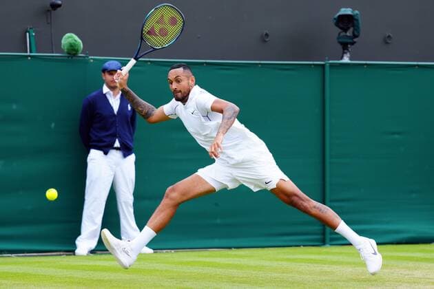 Mandatory Credit: Photo by Javier Garcia Shutterstock (13010731ay) Nick Kyrgios during his second round match Wimbledon Tennis Championships, Day 4, The All England Lawn Tennis and Croquet Club, London, UK - 30 Jun 2022 Wimbledon Tennis Championships, Day 4, The All England Lawn Tennis and Croquet Club, London, UK - 30 Jun 2022  Copyright: xJavierxGarcia Shutterstockx 13010731ay