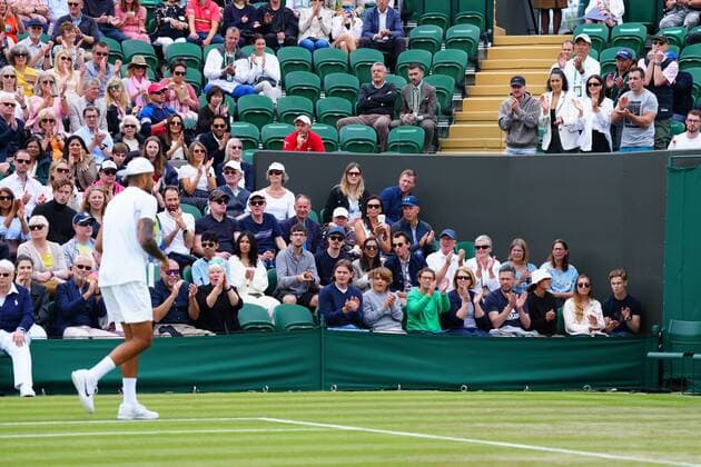 Mandatory Credit: Photo by Javier Garcia Shutterstock (13010731bg) Costeen Hatzi watching Nick Kyrgios on No.2 Court Wimbledon Tennis Championships, Day 4, The All England Lawn Tennis and Croquet Club, London, UK - 30 Jun 2022 Wimbledon Tennis Championships, Day 4, The All England Lawn Tennis and Croquet Club, London, UK - 30 Jun 2022  Copyright: xJavierxGarcia Shutterstockx 13010731bg
