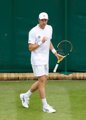 Botic van de Zandschulp makes fist and cheers, joy, emotion Tennis Wimbledon 2022 Grand Slam ITF ATP WTA AELTC London Great Britain 30 June 2022 Copyright: xJuergenxHasenkopfx