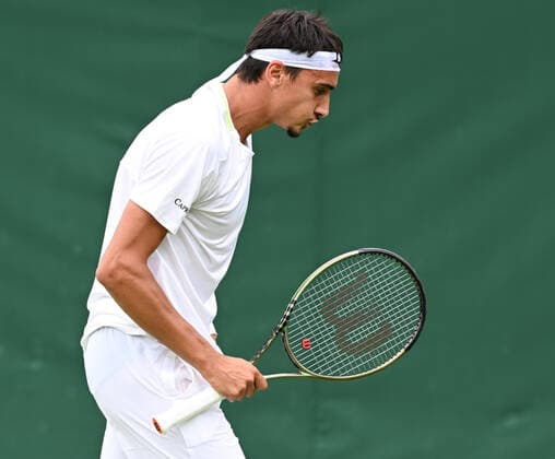 Championships - Week One - Day Two (Thursday) - All England Lawn Tennis Club, Wimbledon - Thursday 30th June 2022 Lorenzo Soego v Hugo Gaston Lorenzo Soego of Italy 