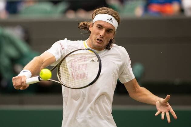 Mandatory Credit: Photo by Ella Ling Shutterstock (13010730al) Stefanos Tsitsipas during his second round match Wimbledon Tennis Championships, Day 4, The All England Lawn Tennis and Croquet Club, London, UK - 30 Jun 2022 Wimbledon Tennis Championships, Day 4, The All England Lawn Tennis and Croquet Club, London, UK - 30 Jun 2022  Copyright: xEllaxLing Shutterstockx 13010730al