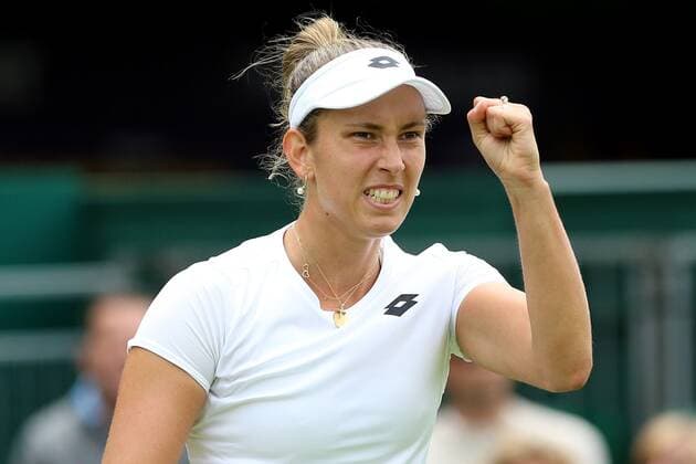 Great Britain, London, All England Lawn Tennis Club, The Championships Wimbledon 2022 - DAY 4- 30 06 2022 Belgian player Elise Mertens (BEL) pictured during her second round against Panna Udvardy (HUN) in London , All England Lawn Tennis Club at The Championships Wimbledon 2022 The Championships Wimbledon 2022- DAY 4- 30 06 2022 PhotoNews Panoramic 