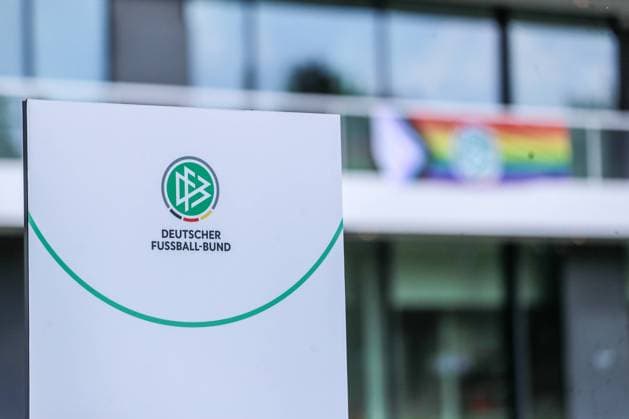Sports, Football, DFB Opening of DFB Campus in Frankfurt am Main 30 06 2022, DFB Campus DFB Logo in front of DFB Campus Photo Herbertz Nico Herbertz Frankfurt DFB Campus Hessen Germany