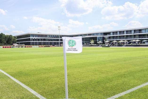 Sports, football, DFB opening of DFB Campus in Frankfurt am Main 30 06 2022, DFB Campus corner flag with DFB logo at DFB Campus Photo Herbertz Nico Herbertz Frankfurt DFB Campus Hessen Germany