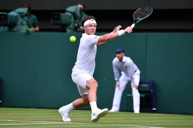 Mandatory Credit: Photo by James Veysey Shutterstock (13010732dm) Ricardas Berankis during his second round match Wimbledon Tennis Championships, Day 4, The All England Lawn Tennis and Croquet Club, London, UK - 30 Jun 2022 Wimbledon Tennis Championships, Day 4, The All England Lawn Tennis and Croquet Club, London, UK - 30 Jun 2022  Copyright: xJamesxVeysey Shutterstockx 13010732dm