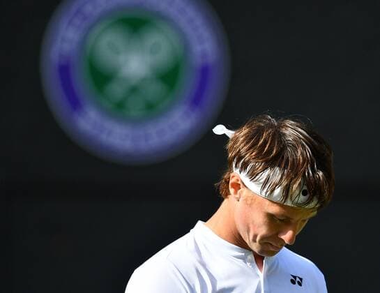 Mandatory Credit: Photo by James Veysey Shutterstock (13010732dz) Ricardas Berankis during his second round match Wimbledon Tennis Championships, Day 4, The All England Lawn Tennis and Croquet Club, London, UK - 30 Jun 2022 Wimbledon Tennis Championships, Day 4, The All England Lawn Tennis and Croquet Club, London, UK - 30 Jun 2022  Copyright: xJamesxVeysey Shutterstockx 13010732dz