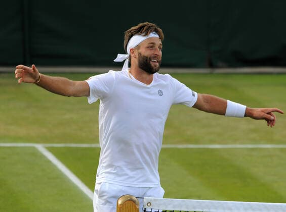 Championships - Week One - Day Two (Thursday) - All England Lawn Tennis Club, Wimbledon - Thursday 30th June 2022 Liam Broady v Diego Schwartzman Liam Broady of Great Britain on celebrates as he wins Match point 