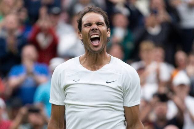 Mandatory Credit: Photo by Ella Ling Shutterstock (13010730cm) Rafael Nadal celebrates after winning his second round match Wimbledon Tennis Championships, Day 4, The All England Lawn Tennis and Croquet Club, London, UK - 30 Jun 2022 Wimbledon Tennis Championships, Day 4, The All England Lawn Tennis and Croquet Club, London, UK - 30 Jun 2022  Copyright: xEllaxLing Shutterstockx 13010730cm