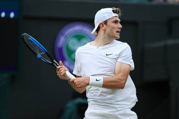 Tennis Wimbledon Tag 4 30. Juni 2022 Tennis Wimbledon Tag 4 Jack Draper GBR in Aktion gegen Alex De Minaur AUS in ihrem Gentlemen s Singles 2nd Round Match Foto Simon Stacpoole Offside London UK  Copyright: xSimonxStacpoolexOffside