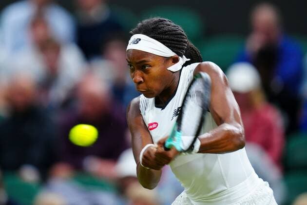 Mandatory Credit: Photo by Ella Ling Shutterstock (13010730cy) Coco Gauff during her second round match Wimbledon Tennis Championships, Day 4, The All England Lawn Tennis and Croquet Club, London, UK - 30 Jun 2022 Wimbledon Tennis Championships, Day 4, The All England Lawn Tennis and Croquet Club, London, UK - 30 Jun 2022  Copyright: xEllaxLing Shutterstockx 13010730cy
