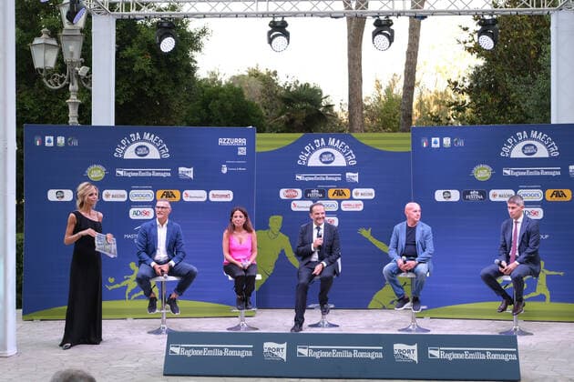 Photo Guido Calamosca LaPresse june 29, 2022 Bologna, Italy news Opening of the football market at the grand hotel in Rimini and setting up of the Azzurra exhibition dedicated to the great history of the national team, Nationalteam 40 years after the 82nd world cup present Beppe Bergomi, the president Stefano Bonaccini, the wife of paolo Rossi federica cappelletti, Arrigo Sacchi, Frederic Massara, Rosella Sensi, Matteo Marani  Copyright: xGuidoxCalamosca LaPressex