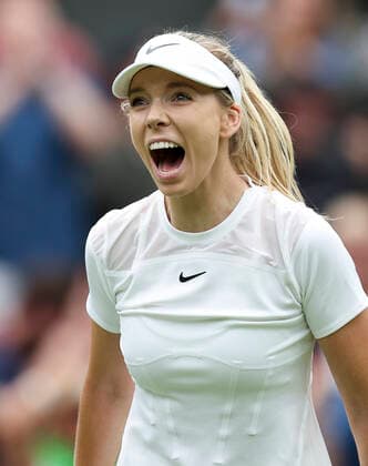 (220701) -- LONDON, July 1, 2022 -- Katie Boulter celebrates after winning the women s singles second round match between Katie Boulter of Britain and Karolina Pliskova of the Czech Republic at Wimbledon Tennis Championship in London, Britain, on June 30, 2022. ) (SP)BRITAIN-LONDON-TENNIS-WIMBLEDON-WOMEN S SINGLES HanxYan 