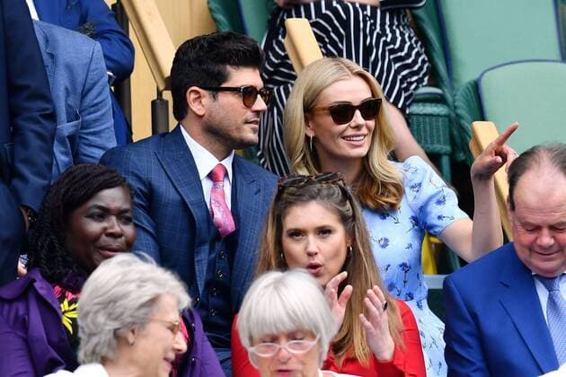 Mandatory Credit: Photo by James Veysey Shutterstock (13012400p) Katherine Jenkins and Andrew Levitas in the Royal Box on Centre Cour Wimbledon Tennis Championships, Day 5, The All England Lawn Tennis and Croquet Club, London, UK - 01 Jul 2022 Wimbledon Tennis Championships, Day 5, The All England Lawn Tennis and Croquet Club, London, UK - 01 Jul 2022  Copyright: xJamesxVeysey Shutterstockx 13012400p