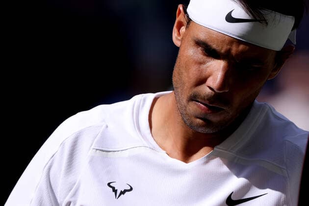 30th June 2022, All England Lawn Tennis and Croquet Club, London, England; Wimbledon Tennis tournament; Rafael Nadal during his match with Ricardas Berankis in the mens singles  ActionPlus12403331 ShaunxBrooks