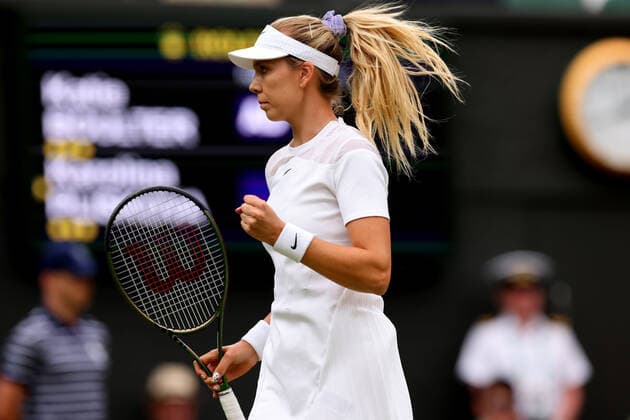 30th June 2022, All England Lawn Tennis and Croquet Club, London, England; Wimbledon Tennis tournament; Katie Boulter during her match with Karolina Pliskova in the ladies singles  ActionPlus12403338 ShaunxBrooks