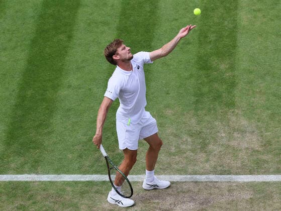 Belgian David Goffin pictured in action during a tennis game against French Humbert in the third round of the men s singles tournament at the 2022 Wimbledon grand slam tennis tournament at the All England Tennis Club, in south-west London, Britain, Friday 01 July 2022. BENOITxDOPPAGNE  x36922496x