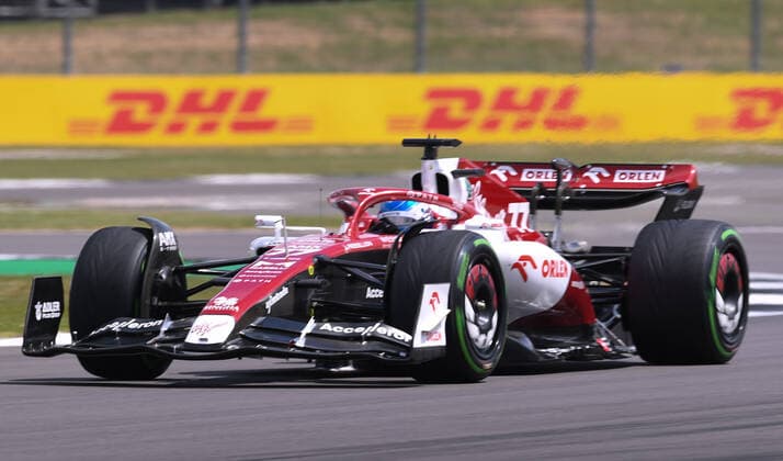 Ist July 2022, Silverstone Circuit, Silverstone, Northamptonshire, England: British F1 Grand Prix, free practise day: Valtteri Bottas of Finland driving the (77) Alfa Romeo F1 C42 Ferrari during the first practice session  ActionPlus12403381 SimonxWest