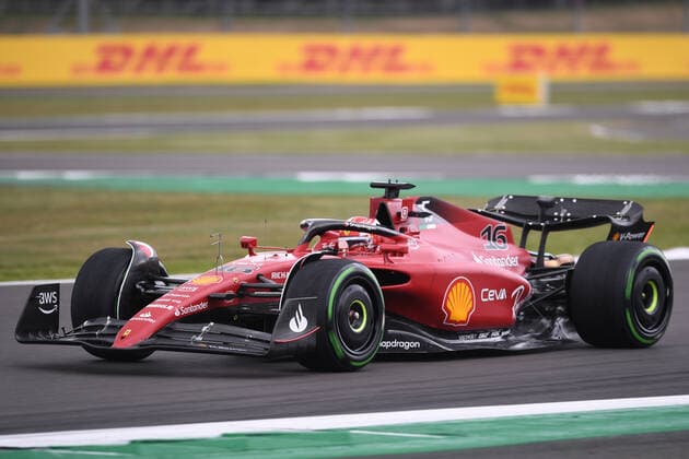 Ist July 2022, Silverstone Circuit, Silverstone, Northamptonshire, England: British F1 Grand Prix, free practise day: Charles Leclerc of Monaco driving (16) the Ferrari F1-75 during the first practice session  ActionPlus12403363 SimonxWest