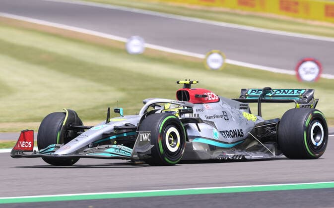 1st July 2022, Silverstone Circuit, Silverstone, Northamptonshire, England: British F1 Grand Prix, free practise day: Lewis Hamilton of Great Britain driving the (44) Mercedes AMG Petronas F1 Team W13 during the first practice session  ActionPlus12403458 SimonxWest