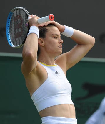Tennis Championships - Week One - Day Two (Friday) - All England Lawn Tennis Club, Wimbledon - Friday 1st July 2022 Maria Sakkari v Tatjana Maria Maria Sakkari on her way to defeat 