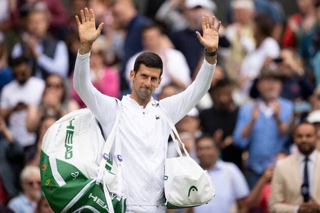 Mandatory Credit: Photo by Ella Ling Shutterstock (13012398dk) Novak Djokovic celebrates after winning his third round match Wimbledon Tennis Championships, Day 5, The All England Lawn Tennis and Croquet Club, London, UK - 01 Jul 2022 Wimbledon Tennis Championships, Day 5, The All England Lawn Tennis and Croquet Club, London, UK - 01 Jul 2022  Copyright: xEllaxLing Shutterstockx 13012398dk