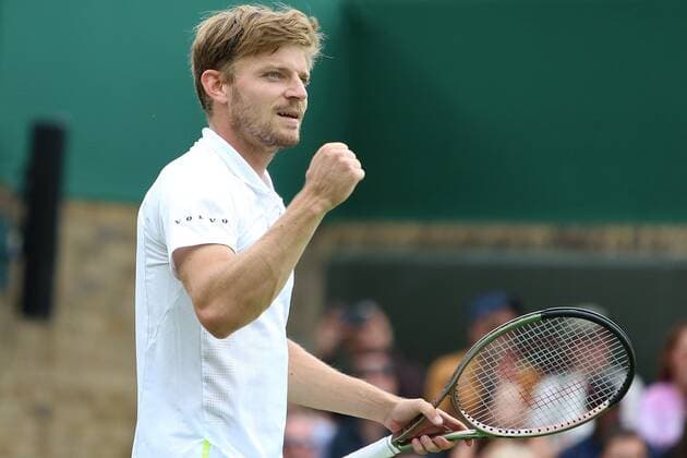 Great Britain, London, All England Lawn Tennis Club, The Championships Wimbledon 2022 - DAY 5- 01 072022 David Goffin from Belgium reacts after he won his third round match in London , All England Lawn Tennis Club at The Championships Wimbledon 2022 The Championships Wimbledon 2022- DAY 5- 01 07 2022 PhotoNews Panoramic 