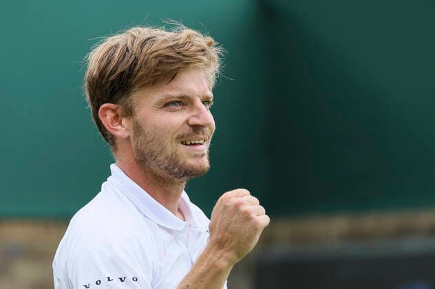Belgian David Goffin celebrates after winning a third round game in the men s singles tournament between Belgian Goffin and French Humbert at the 2022 Wimbledon grand slam tennis tournament at the All England Tennis Club, in south-west London, Britain, Friday 01 July 2022. BENOITxDOPPAGNE  x36927609x