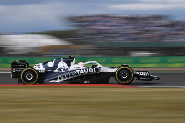 1st July 2022, Silverstone Circuit, Silverstone, Northamptonshire, England: British F1 Grand Prix, free practise day: Yuki Tsunoda of Japan driving the (22) Scuderia AlphaTauri AT03 during the second practice session  ActionPlus12403619 SimonxWest
