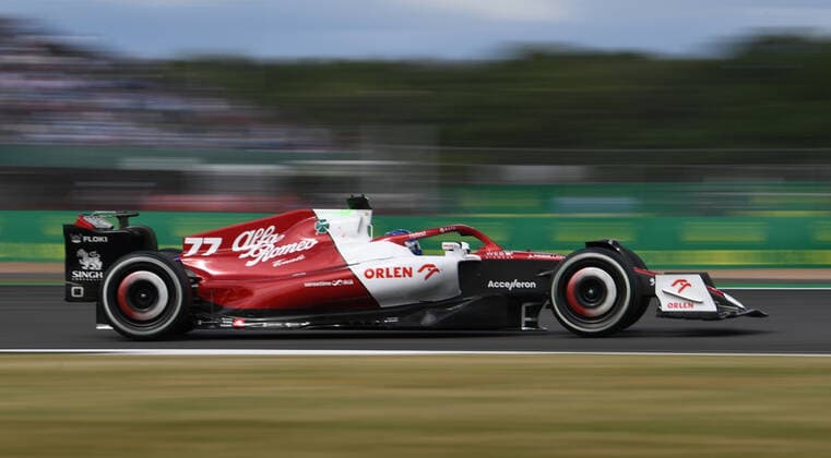 1st July 2022, Silverstone Circuit, Silverstone, Northamptonshire, England: British F1 Grand Prix, free practise day: Valtteri Bottas of Finland driving the (77) Alfa Romeo F1 C42 Ferrari during the second practice session  ActionPlus12403636 SimonxWest