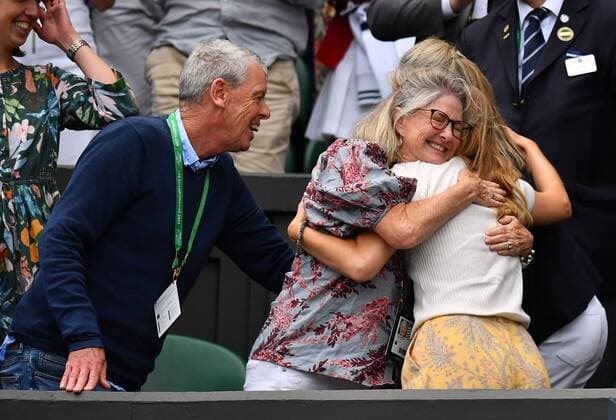 Mandatory Credit: Photo by James Veysey Shutterstock (13012400fb) Louise Jacobi celebrating with the parents of Cameron Norrie on Centre Court Wimbledon Tennis Championships, Day 5, The All England Lawn Tennis and Croquet Club, London, UK - 01 Jul 2022 Wimbledon Tennis Championships, Day 5, The All England Lawn Tennis and Croquet Club, London, UK - 01 Jul 2022  Copyright: xJamesxVeysey Shutterstockx 13012400fb