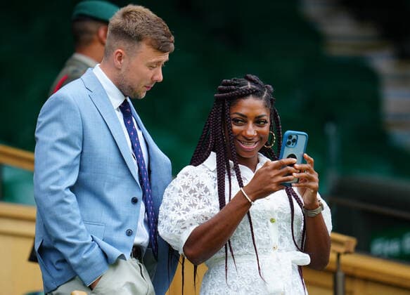 Mandatory Credit: Photo by Javier Garcia Shutterstock (13012408ar) Kadeena Cox in the Royal Box on Centre Court Wimbledon Tennis Championships, Day 6, The All England Lawn Tennis and Croquet Club, London, UK - 02 Jul 2022 Wimbledon Tennis Championships, Day 6, The All England Lawn Tennis and Croquet Club, London, UK - 02 Jul 2022  Copyright: xJavierxGarcia Shutterstockx 13012408ar