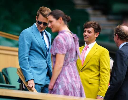 Mandatory Credit: Photo by Javier Garcia Shutterstock (13012408av) Tom Daley and Dustin Lance Black in the Royal Box on Centre Court Wimbledon Tennis Championships, Day 6, The All England Lawn Tennis and Croquet Club, London, UK - 02 Jul 2022 Wimbledon Tennis Championships, Day 6, The All England Lawn Tennis and Croquet Club, London, UK - 02 Jul 2022  Copyright: xJavierxGarcia Shutterstockx 13012408av