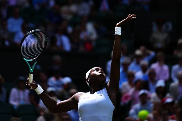 Mandatory Credit: Photo by Javier Garcia Shutterstock (13012408dk) Coco Gauff during her third round match Wimbledon Tennis Championships, Day 6, The All England Lawn Tennis and Croquet Club, London, UK - 02 Jul 2022 Wimbledon Tennis Championships, Day 6, The All England Lawn Tennis and Croquet Club, London, UK - 02 Jul 2022  Copyright: xJavierxGarcia Shutterstockx 13012408dk