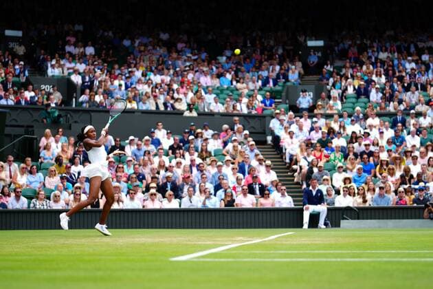 Mandatory Credit: Photo by Javier Garcia Shutterstock (13012408ds) Coco Gauff during her third round match Wimbledon Tennis Championships, Day 6, The All England Lawn Tennis and Croquet Club, London, UK - 02 Jul 2022 Wimbledon Tennis Championships, Day 6, The All England Lawn Tennis and Croquet Club, London, UK - 02 Jul 2022  Copyright: xJavierxGarcia Shutterstockx 13012408ds