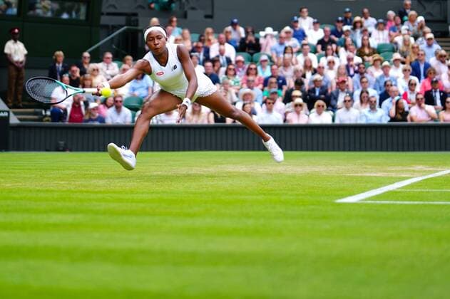 Mandatory Credit: Photo by Javier Garcia Shutterstock (13012408dv) Coco Gauff during her third round match Wimbledon Tennis Championships, Day 6, The All England Lawn Tennis and Croquet Club, London, UK - 02 Jul 2022 Wimbledon Tennis Championships, Day 6, The All England Lawn Tennis and Croquet Club, London, UK - 02 Jul 2022  Copyright: xJavierxGarcia Shutterstockx 13012408dv
