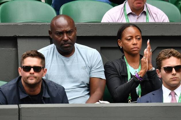 Mandatory Credit: Photo by James Veysey Shutterstock (13012407t) Coco Gauff s mother and father Candi Gauff and Corey Gauff during her third round match Wimbledon Tennis Championships, Day 6, The All England Lawn Tennis and Croquet Club, London, UK - 02 Jul 2022 Wimbledon Tennis Championships, Day 6, The All England Lawn Tennis and Croquet Club, London, UK - 02 Jul 2022  Copyright: xJamesxVeysey Shutterstockx 13012407t