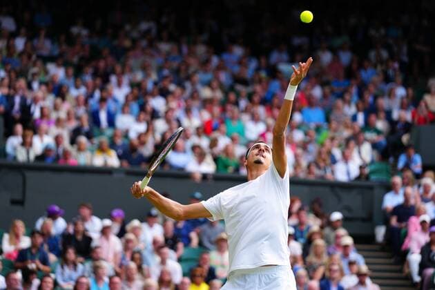 Mandatory Credit: Photo by Javier Garcia Shutterstock (13012408li) Lorenzo Sonego during his third round match Wimbledon Tennis Championships, Day 6, The All England Lawn Tennis and Croquet Club, London, UK - 02 Jul 2022 Wimbledon Tennis Championships, Day 6, The All England Lawn Tennis and Croquet Club, London, UK - 02 Jul 2022  Copyright: xJavierxGarcia Shutterstockx 13012408li