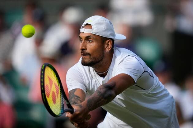 Mandatory Credit: Photo by Dave Shopland Shutterstock (13012402gj) Nick Kyrgios during his third round match Wimbledon Tennis Championships, Day 6, The All England Lawn Tennis and Croquet Club, London, UK - 02 Jul 2022 Wimbledon Tennis Championships, Day 6, The All England Lawn Tennis and Croquet Club, London, UK - 02 Jul 2022  Copyright: xDavexShopland Shutterstockx 13012402gj