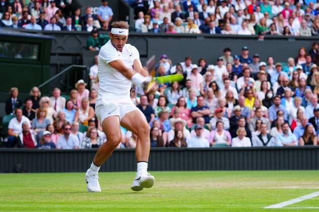 Mandatory Credit: Photo by Javier Garcia Shutterstock (13012408ls) Rafael Nadal during his third round match Wimbledon Tennis Championships, Day 6, The All England Lawn Tennis and Croquet Club, London, UK - 02 Jul 2022 Wimbledon Tennis Championships, Day 6, The All England Lawn Tennis and Croquet Club, London, UK - 02 Jul 2022  Copyright: xJavierxGarcia Shutterstockx 13012408ls