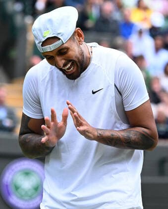 Tennis Championships - Week One - Day Six (Saturday) - All England Lawn Tennis Club, Wimbledon - Saturday 2nd July 2022 Nick Kyrgios v Stefanos Tsitsipas Nick Kyrgios argues with the Umpire 