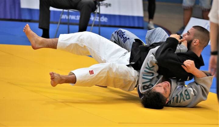 02 07 2022 Offenbach 1 Judo Bundesliga 2022 Men 1 JC Samurai Offenbach vs TV 1848Erlangen Athanasios Mylonelis Samurai vs David Lim TV 1848 Erlangen