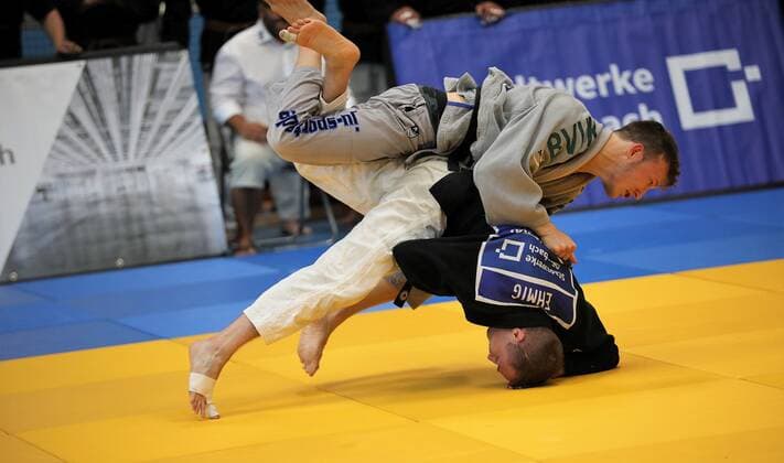 02 07 2022 Offenbach 1 Judo Bundesliga 2022 Men 1 JC Samurai Offenbach vs TV 1848Erlangen Leon Ehmig Samurai vs Tim Himmelspach TV 1848 Erlangen