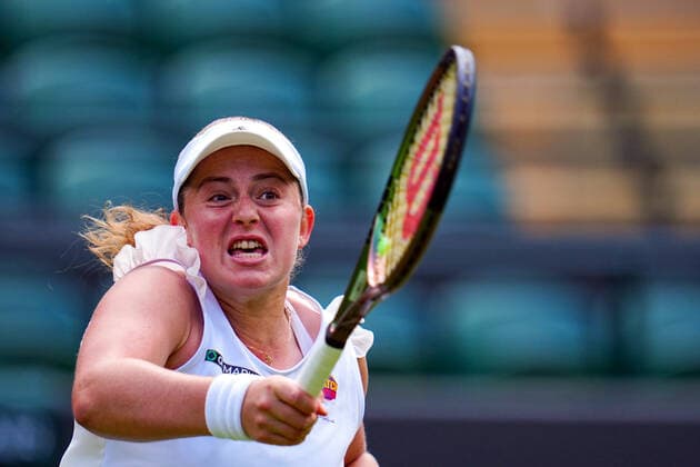Mandatory Credit: Photo by James Veysey Shutterstock (13012857j) Jelena Ostapenko during her fourth round match Wimbledon Tennis Championships, Day 7, The All England Lawn Tennis and Croquet Club, London, UK - 03 Jul 2022 Wimbledon Tennis Championships, Day 7, The All England Lawn Tennis and Croquet Club, London, UK - 03 Jul 2022  Copyright: xJamesxVeysey Shutterstockx 13012857j