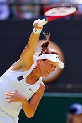 Mandatory Credit: Photo by James Veysey Shutterstock (13012857w) Tatjana Maria during her fourth round match Wimbledon Tennis Championships, Day 7, The All England Lawn Tennis and Croquet Club, London, UK - 03 Jul 2022 Wimbledon Tennis Championships, Day 7, The All England Lawn Tennis and Croquet Club, London, UK - 03 Jul 2022  Copyright: xJamesxVeysey Shutterstockx 13012857w