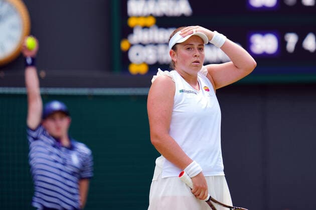 Mandatory Credit: Photo by James Veysey Shutterstock (13012857ah) Jelena Ostapenko during her fourth round match Wimbledon Tennis Championships, Day 7, The All England Lawn Tennis and Croquet Club, London, UK - 03 Jul 2022 Wimbledon Tennis Championships, Day 7, The All England Lawn Tennis and Croquet Club, London, UK - 03 Jul 2022  Copyright: xJamesxVeysey Shutterstockx 13012857ah