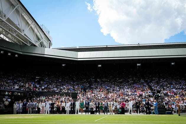 Mandatory Credit: Photo by Dave Shopland Shutterstock (13012855b) Former Champions line up on Centre Court as part of the centenary celebrations Wimbledon Tennis Championships, Day 7, The All England Lawn Tennis and Croquet Club, London, UK - 03 Jul 2022 Wimbledon Tennis Championships, Day 7, The All England Lawn Tennis and Croquet Club, London, UK - 03 Jul 2022  Copyright: xDavexShopland Shutterstockx 13012855b